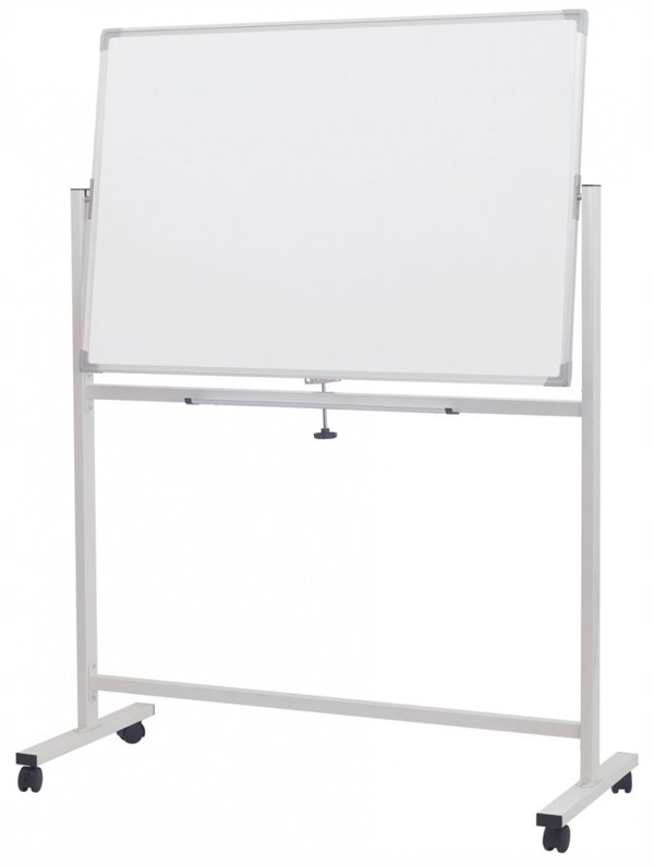 OfficeProducts Κινητός Πίνακας Μαρκαδόρου Διπλής Όψης, Επιχρισμένος, Αλουμινένιο Πλαίσιο, Λευκός, 110x75cm