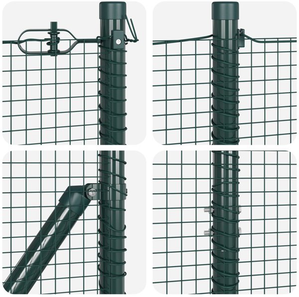 vidaXL Συγκολλημένος Μεταλλικός Φράχτης Κήπου, Πράσινος, 1.4x10 μ., με 7 Φλαντζωτούς Στύλους