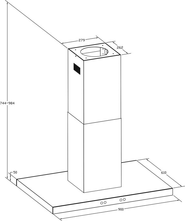 Απορροφητήρας Νησίδας Berdsen BE-90E 90cm, 160W, Μαύρος Ανοξείδωτος, 3 Ταχύτητες