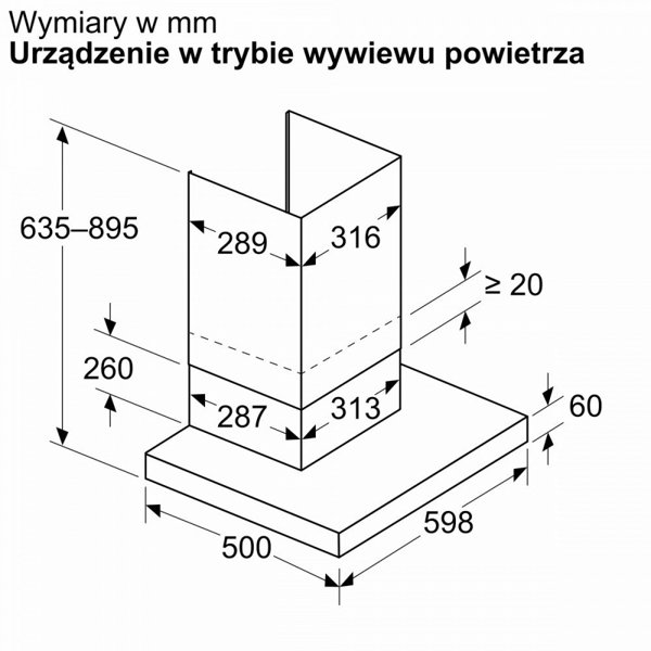 Απορροφητήρας Bosch DWB63BC60 Serie 2, Επιτοίχιος, 60cm, Μαύρο Χρώμα