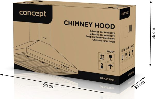 Απορροφητήρας Concept OPK3590SS, 3 Ταχύτητες, 60cm, Inox