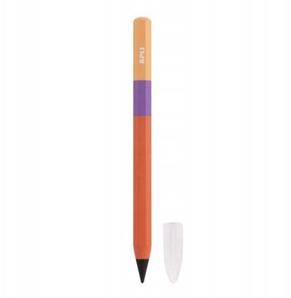 Μηδενικό μολύβι APLI Infinite Tricolor, HB, 1 τεμάχιο με χαρτονένια συσκευασία και κρεμαστή θήκη, πορτοκαλί
