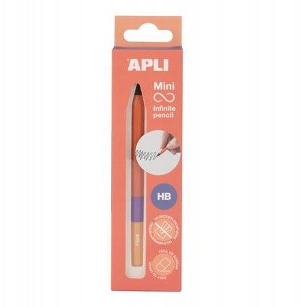 Μηδενικό μολύβι APLI Infinite Tricolor, HB, 1 τεμάχιο με χαρτονένια συσκευασία και κρεμαστή θήκη, πορτοκαλί