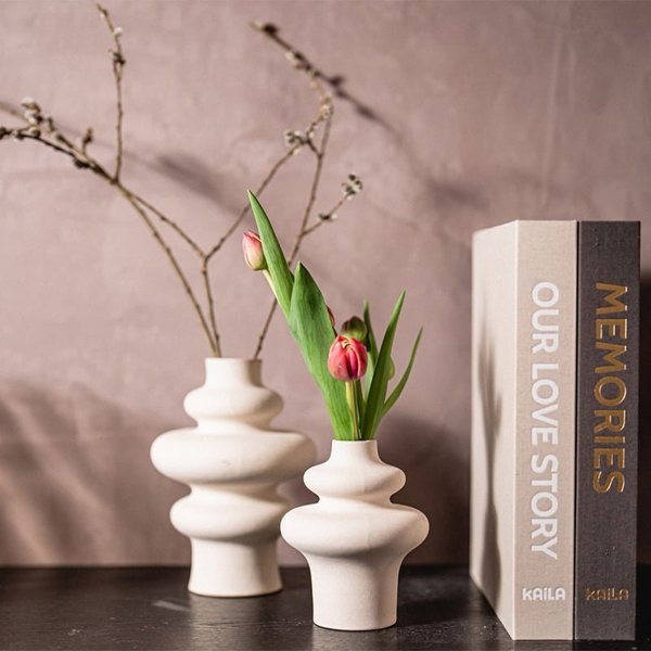Olsen Home Στριφτό Κεραμικό Βάζο, Διακοσμητικό Βάζο Σετ 2 Τεμαχίων