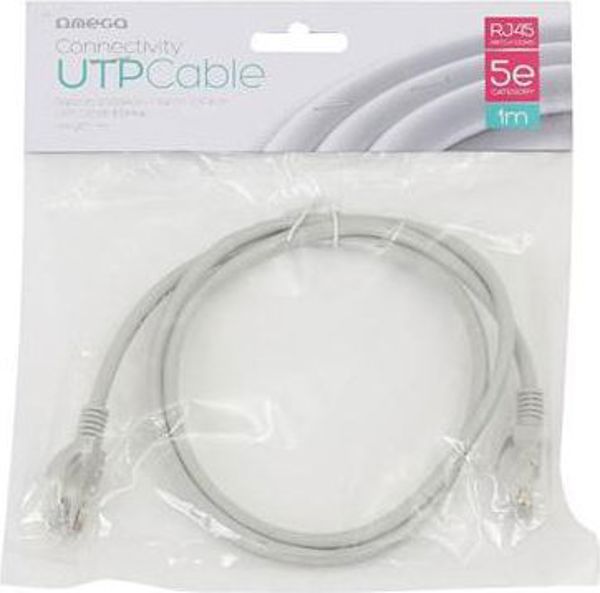 Omega Patchcord Cat5e 1m, Καλώδιο Δικτύου Ethernet, Λευκό, 43658