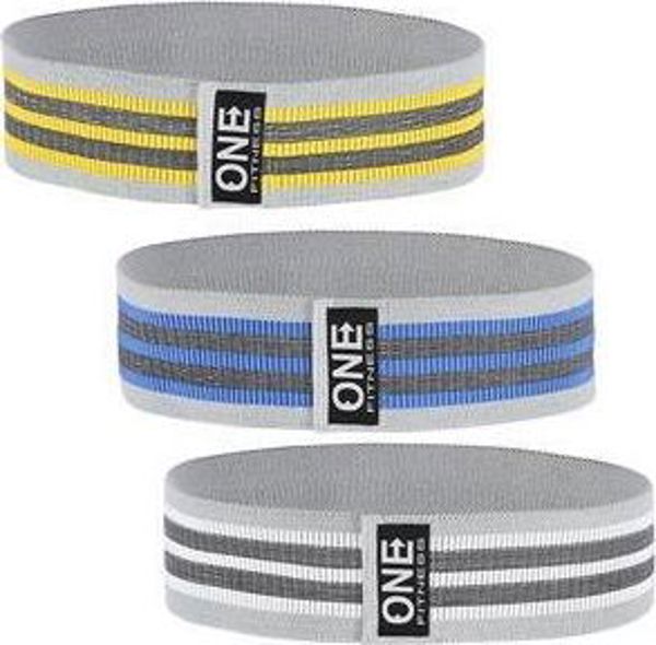 One Fitness Hip Band HB001 Σετ Λάστιχα Ενδυνάμωσης Γλουτών 3 Τεμάχια, Διαφορετικά Επίπεδα Αντίστασης, Πολύχρωμο