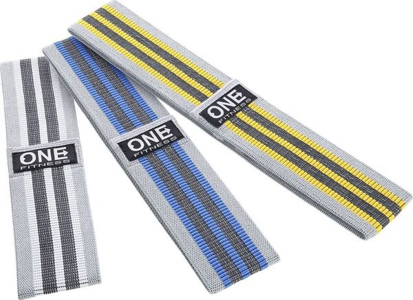 One Fitness Hip Band HB001 Σετ Λάστιχα Ενδυνάμωσης Γλουτών 3 Τεμάχια, Διαφορετικά Επίπεδα Αντίστασης, Πολύχρωμο