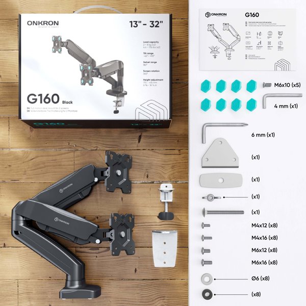 ONKRON G160-B Βάση Στήριξης Οθόνης 81,3 cm (32") Μαύρη