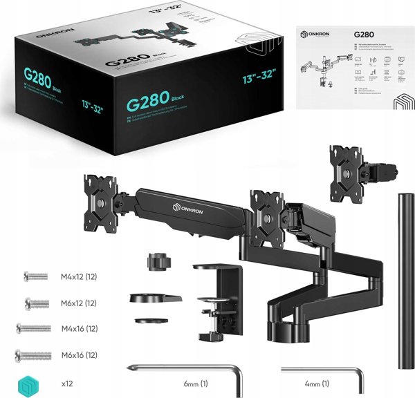 Onkron Uchwyt biurkowy na 3 monitory 13" - 32" (G280)