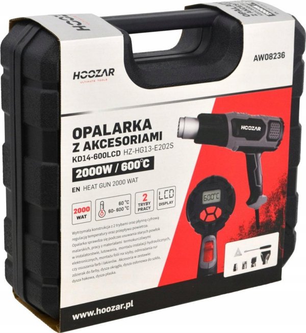 Θερμοπίστολο Hoozar 2000W με Οθόνη LCD, Ρύθμιση Θερμοκρασίας & Αξεσουάρ