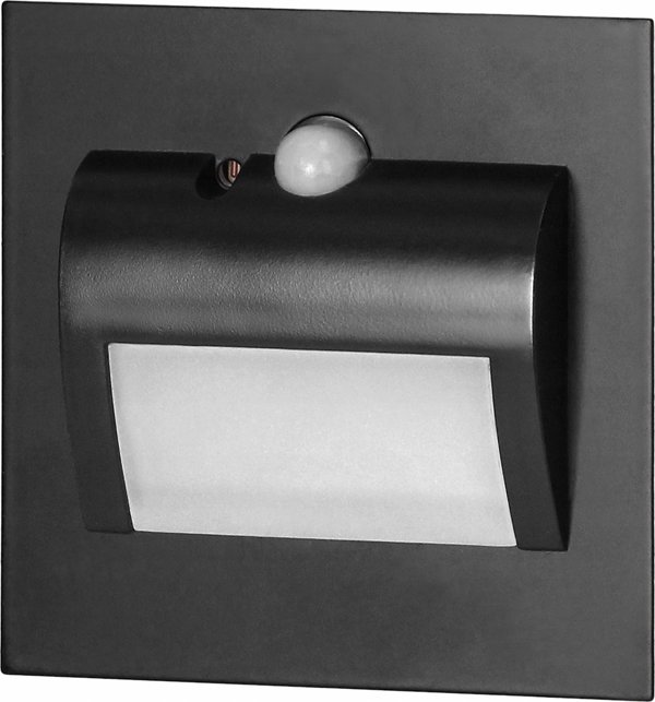 Orno Draco LED Φωτιστικό Σκάλας Εντοιχισμένο 1.5W, 12VDC, 4000K, με Αισθητήρα Κίνησης & Σούρουπου, Μαύρο, AD-OS-6164LR4/B