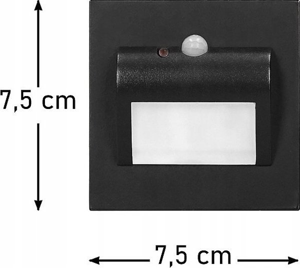 Orno Draco LED Φωτιστικό Σκάλας Εντοιχισμένο 1.5W, 12VDC, 4000K, με Αισθητήρα Κίνησης & Σούρουπου, Μαύρο, AD-OS-6164LR4/B