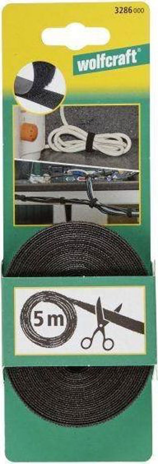 Wolfcraft Ταινία Velcro Οργάνωσης WF3286000, Αυτοκόλλητο Velcro για Τακτοποίηση και Στερέωση, Μαύρο
