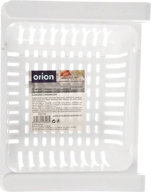 Orion Οργανωτής Συρταριού Ψυγείου, Κρεμαστός Επεκτεινόμενος Κάδος Αποθήκευσης, Λευκό/Διάφανο