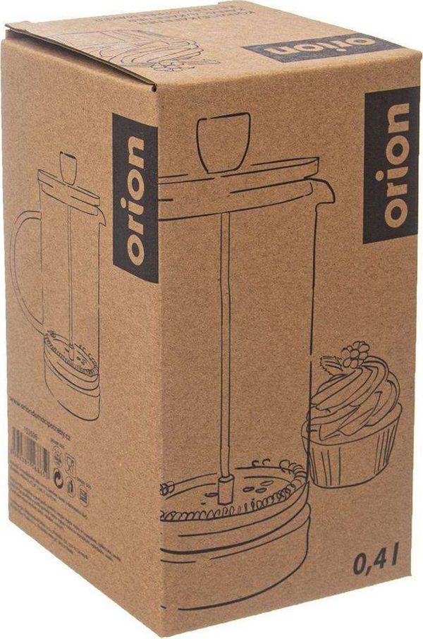 Orion Γυάλινη Κανάτα French Press 0,4L - Καφετιέρα και Τσαγιέρα με Έμβολο