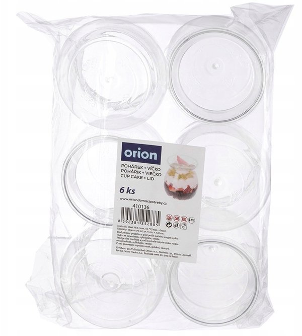 Orion Σετ 6 Ποτηράκια με Καπάκια 160ml για Επιδόρπια και Μονές Μερίδες
