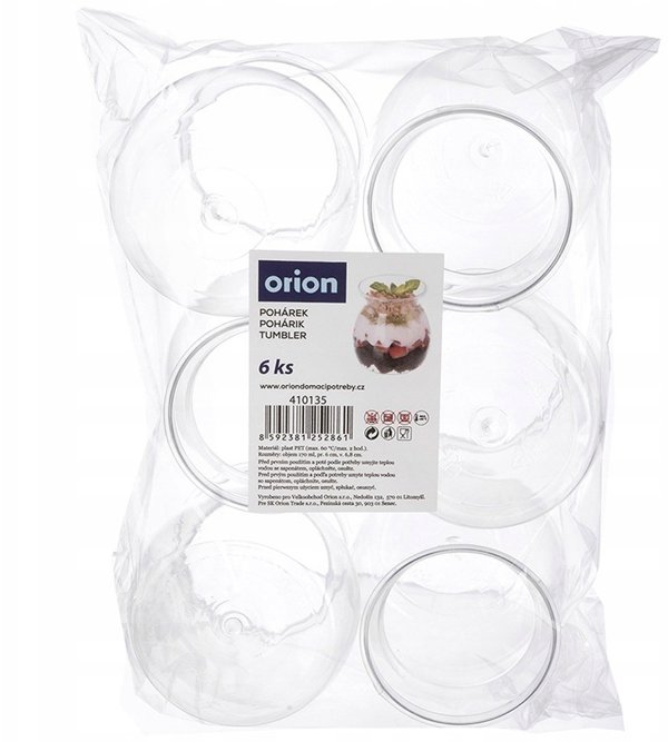 Orion Σετ 6 Ποτήρια Επιδόρπιου Finger Food 160ml Διαφανή