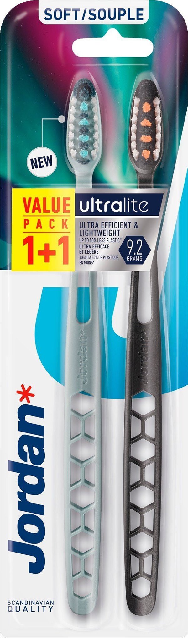 Οδοντόβουρτσα Orkla Jordan Ultralite DUO - μαλακή 1 συσκευασία - 2 τμχ (1+1) - συνδυασμός χρωμάτων 11644521 7046110054482