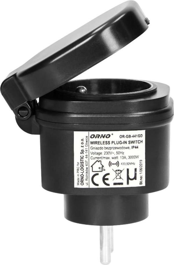 Orno Ασύρματο Σετ 3 Πριζών με Τηλεχειριστήριο, 2+1, IP44, για Εσωτερικούς και Εξωτερικούς Χώρους