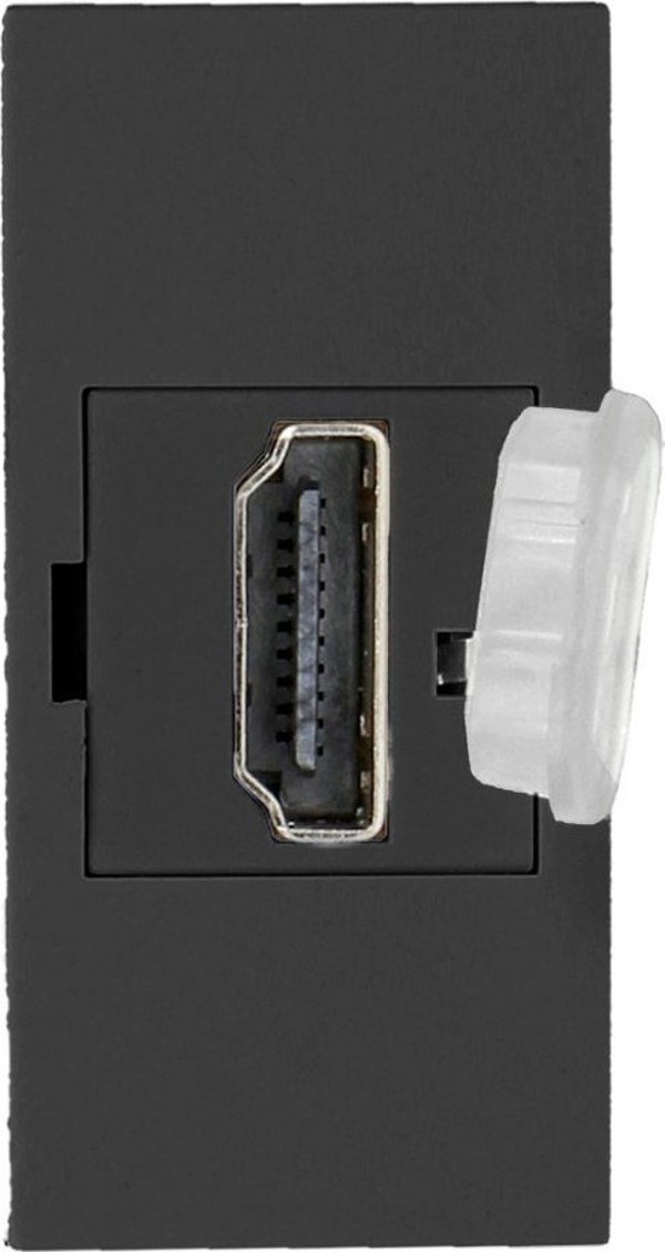 Orno NOEN HDMI, αρθρωτή υποδοχή 22,5x45mm HDMI με προστατευτικό κάλυμμα, μαύρο