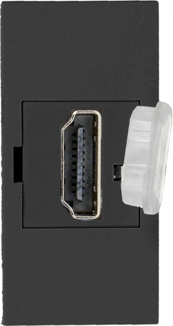 Orno NOEN HDMI, αρθρωτή υποδοχή 22,5x45mm HDMI με προστατευτικό κάλυμμα, μαύρο