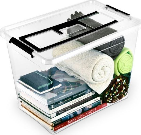 ORPLAST Simple Box Κουτί Αποθήκευσης 80L με Ρόδες και Χερούλι, Διαφανές, 390x420x580mm