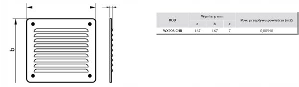 Metaliki chromiomeni kalypsi aerismou 100x165 mm me piagma WX907CHR