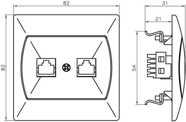 Ospel Gniazdo komputerowe Akcent podwojne RJ45 5e MMC biale