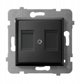 Ospel Aria Πλαίσιο Διπλής Πρίζας GPK-2UP/p/33 με Προστατευτικό Keystone, Μαύρο Μεταλλικό