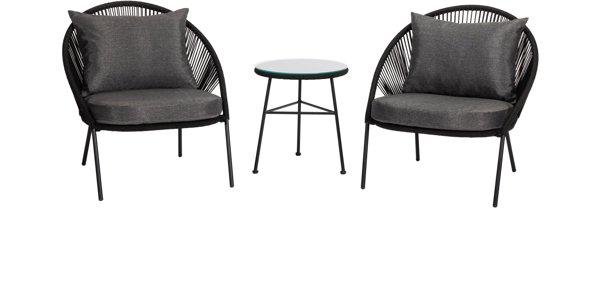 OUTDOOR FURNITURE SET BLACK 2 SEAT