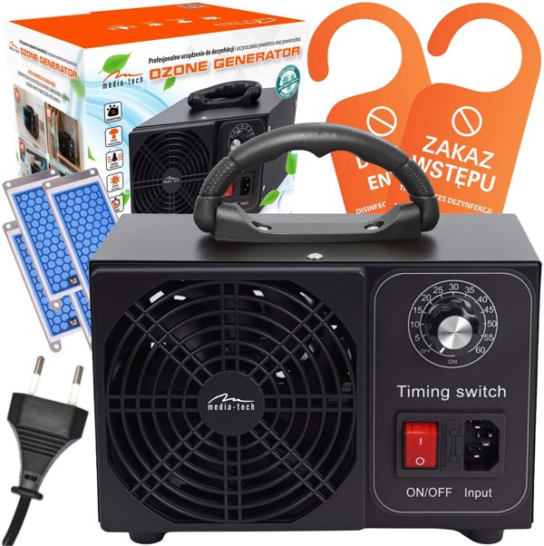 OZONE GENERATOR - Profesionalny ozonator do dezynfekcji i oczyszczania powietrza. kterie i grzyby. Emisja ozonu: 60000 mg/h, TIMER, Moc: 140W. Metalowa obudowa.