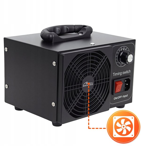 OZONE GENERATOR - Profesionalny ozonator do dezynfekcji i oczyszczania powietrza. kterie i grzyby. Emisja ozonu: 60000 mg/h, TIMER, Moc: 140W. Metalowa obudowa.