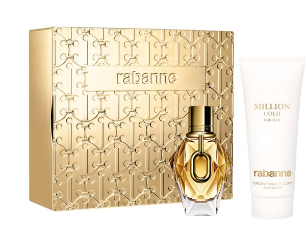 Paco Rabanne Set Paco Rabanne: Million Gold, Hydrating, Body Lotion, 100 ml + Million Gold, Eau De Parfum, For Women, Refillable, 50 ml For Women