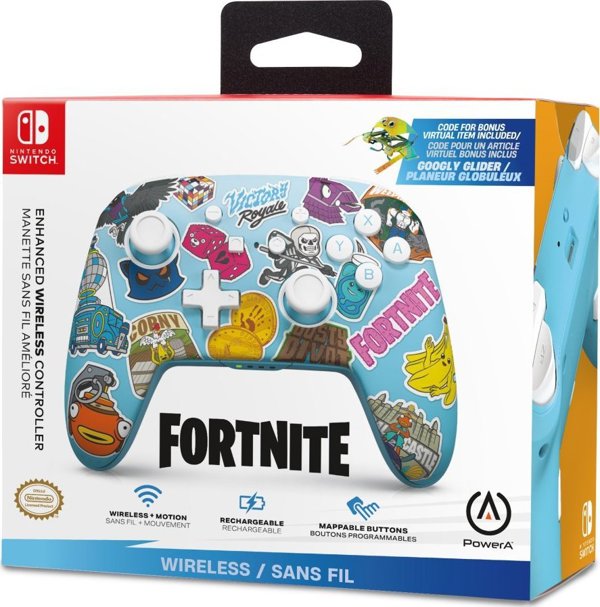 Ασύρματο Χειριστήριο PowerA Enhanced Wireless Controller για Nintendo Switch, Σχέδιο Fortnite Sticker Mania