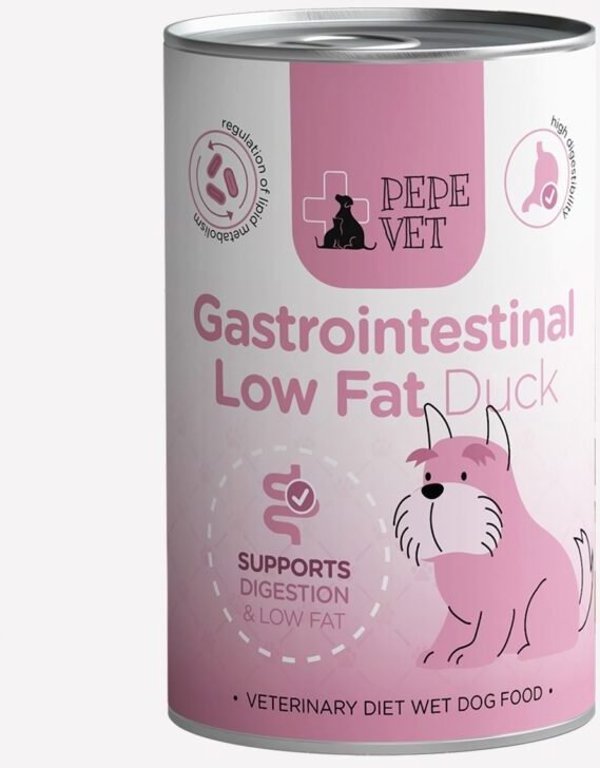 Paka Zwierzaka Pepe Vet Gastrointestinal Low Fat Κονσέρβα Σκύλου με Πάπια 400g