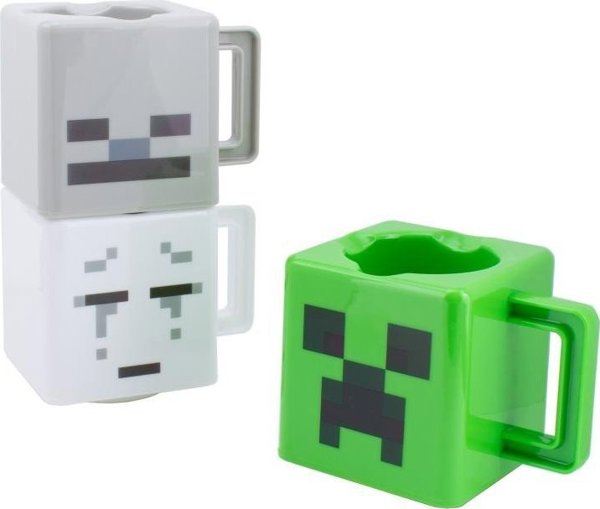 Paladone Σετ 3 Κούπες Minecraft Creeper & Skeleton 250ml - Κεραμικές κούπες δώρου
