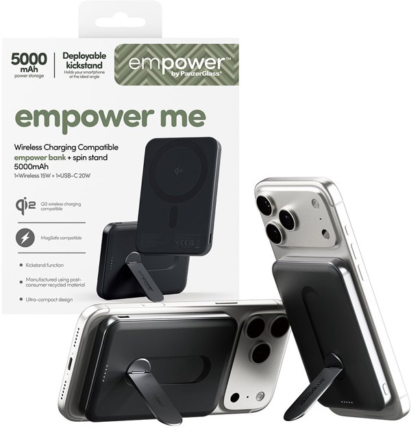 PanzerGlass empower Powerbank w. Spin Stand 5000mAh Space Black