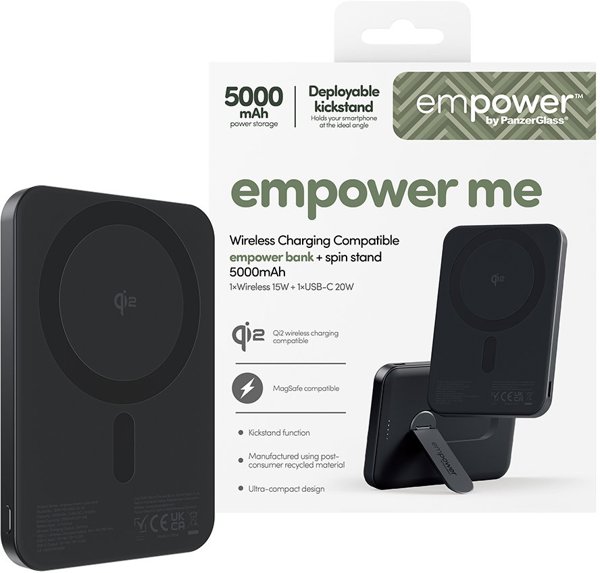 PanzerGlass empower Powerbank w. Spin Stand 5000mAh Space Black