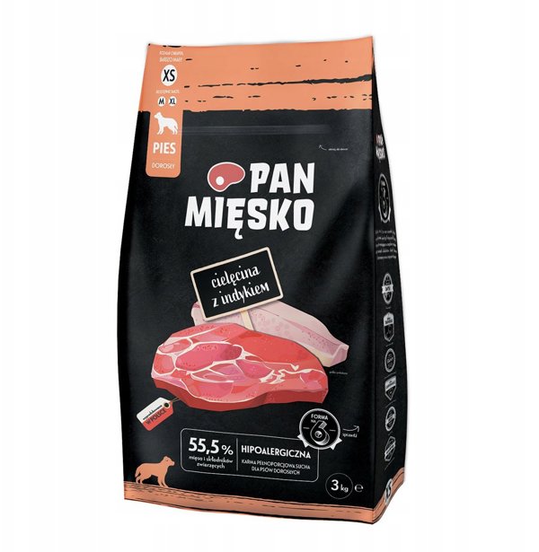Pan Mięsko Ξηρά Τροφή Σκύλου με Μοσχάρι και Γαλοπούλα, Τραγανές Κροκέτες, 3kg