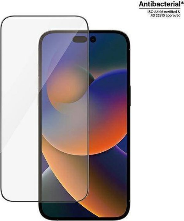 PanzerGlass Προστατευτικό Οθόνης Ultra-Wide Fit για iPhone 14 Pro Max, Αντιβακτηριακό Γυαλί, Μαύρο Πλαίσιο