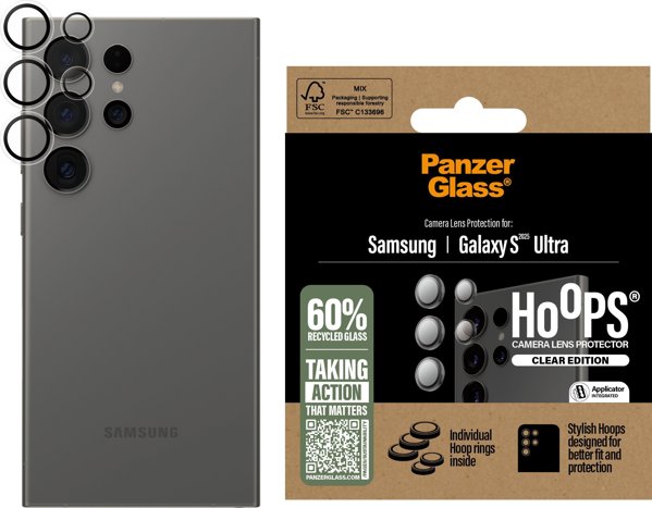 PanzerGlass Hoops Προστατευτικό Φακού Κάμερας για Samsung Galaxy S25 Ultra Clear