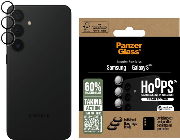 PanzerGlass Hoops Προστατευτικό Φακού για Samsung Galaxy S25 - Σκληρυμένο Γυαλί, Διάφανο