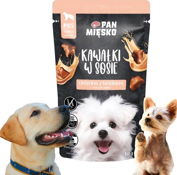 Pan Mięsko Τροφή Σκύλου Μοσχάρι με Κουνέλι 150g για Ενήλικους Σκύλους Όλων των Φυλών