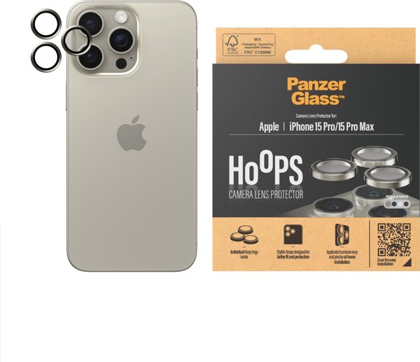 PanzerGlass PanzerGlass Hoops iPhone 15 Pro, Pro Max Natural Metal