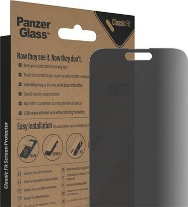 PanzerGlass Screen Protector Privacy Classic Fit για iPhone 14 Pro Max - Αντιβακτηριδιακό & Ανθεκτικό