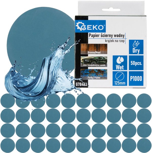 Papier scierny wodny – krazek na rzep 125mm P1000 (50/1000)