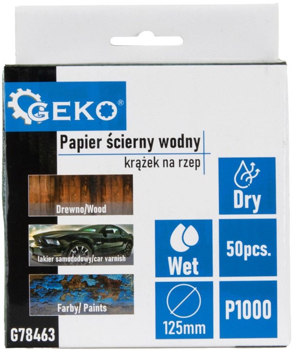 Papier scierny wodny – krazek na rzep 125mm P1000 (50/1000)