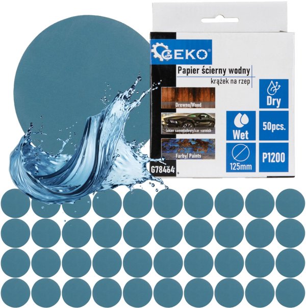 Papier scierny wodny – krazek na rzep 125mm P1200 (50/1000)