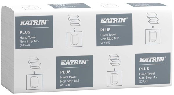 Papirhåndklæder ark, Katrin, Plus, 2 lag, hvid, 203mmx240mm, kasse a 2400 stk