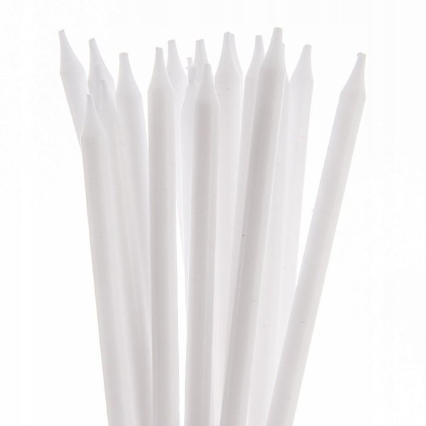 Κεριά για τούρτες Party Deco μακριά 12 τεμ. 14,5 cm ORION λευκά με βάσεις